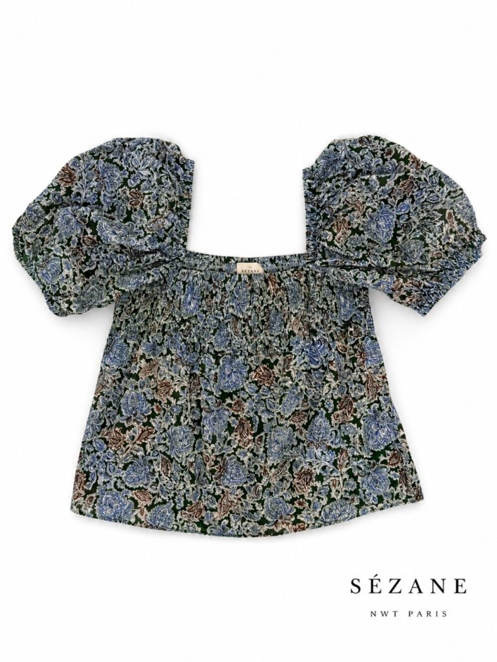 Sézane Paris Luma Floral Blouse NWT Puff Sleeve Size 46 (14)